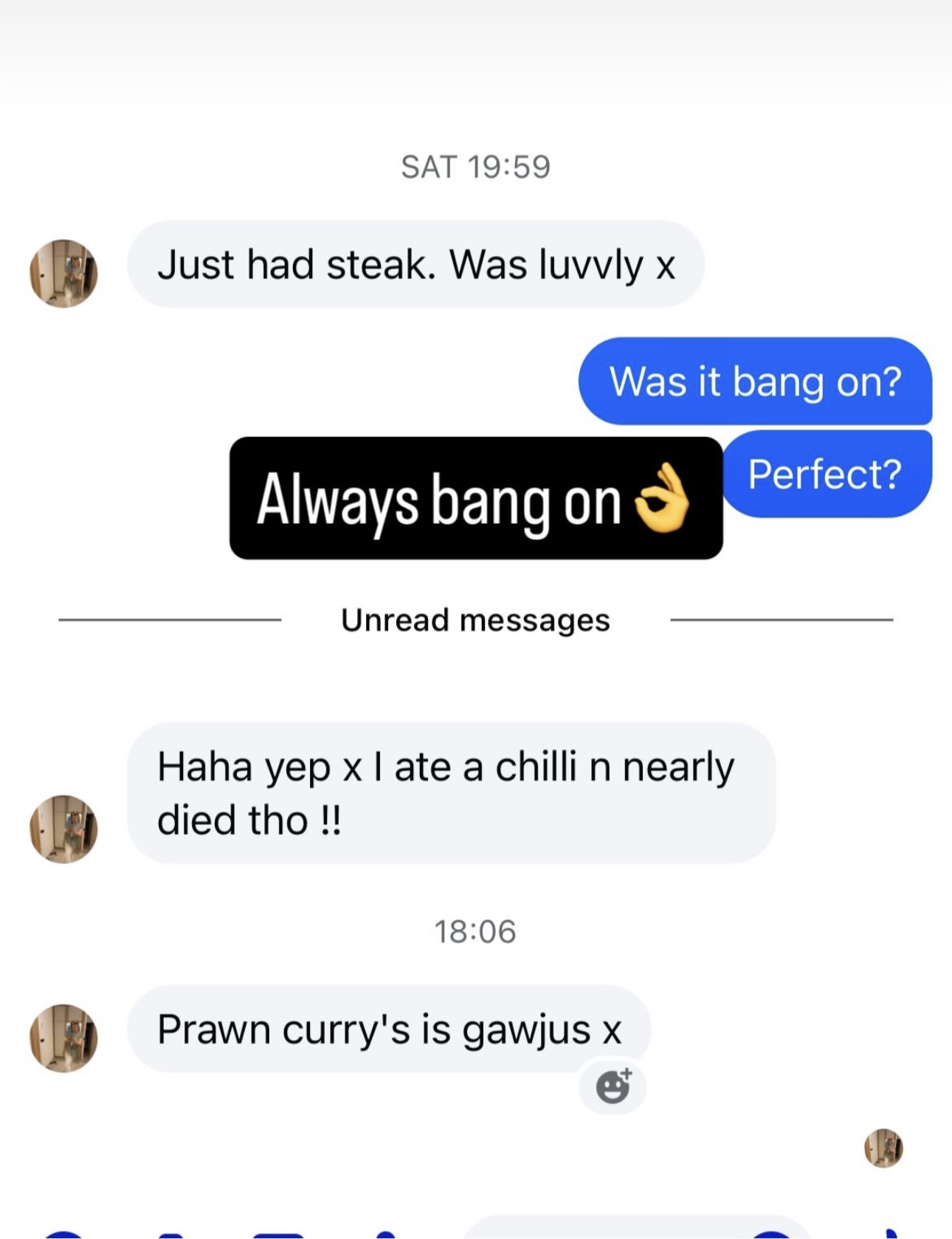 Customer message