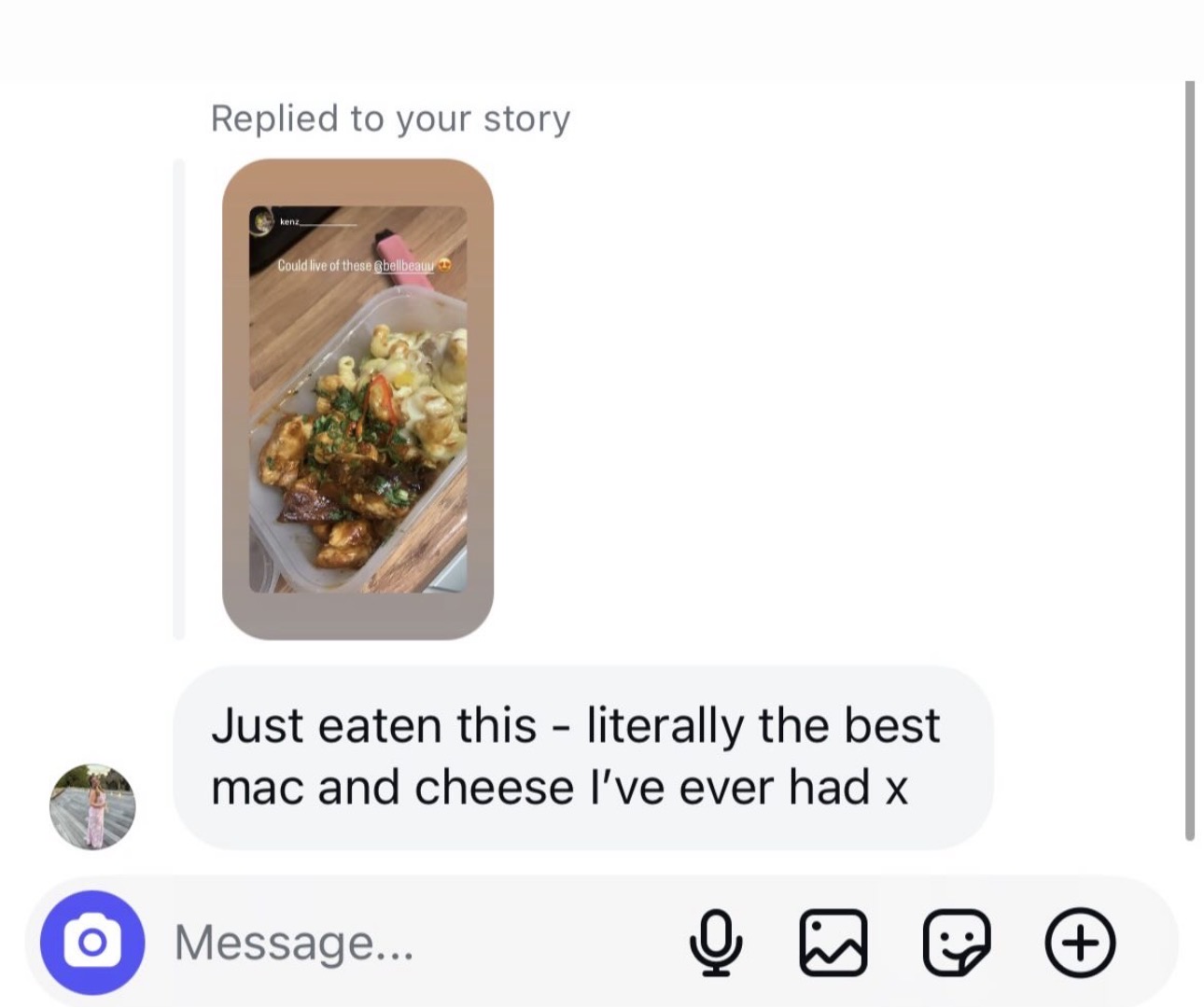 Customer message